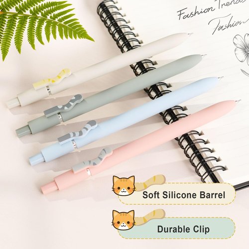 FIOVER Cat Pens - 4-Pack 0.5mm Quick Dry Black Ink Fine Point Pens | Perfect for Journaling & Cat Lover Gifts