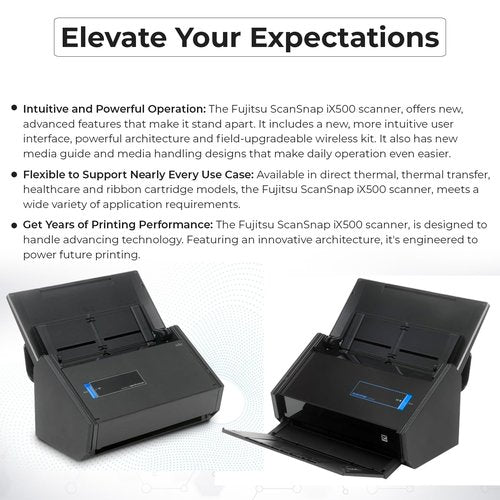 Fujitsu IX500 Scansnap USB High Speed Cloud Enabled Document Scanner, 1 Year Warranty - Photo & Receipt Scanner, ADF with Duplex Scanning Incl. Power Adapter + USB 3.0 Cable + Cloth (Renewed)