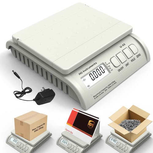 55lb x 0.2oz Digital Shipping Postal Scale with AC Adapter for Small Business, Packages, Office Home Use, UPS USPS DHL FedEx, White