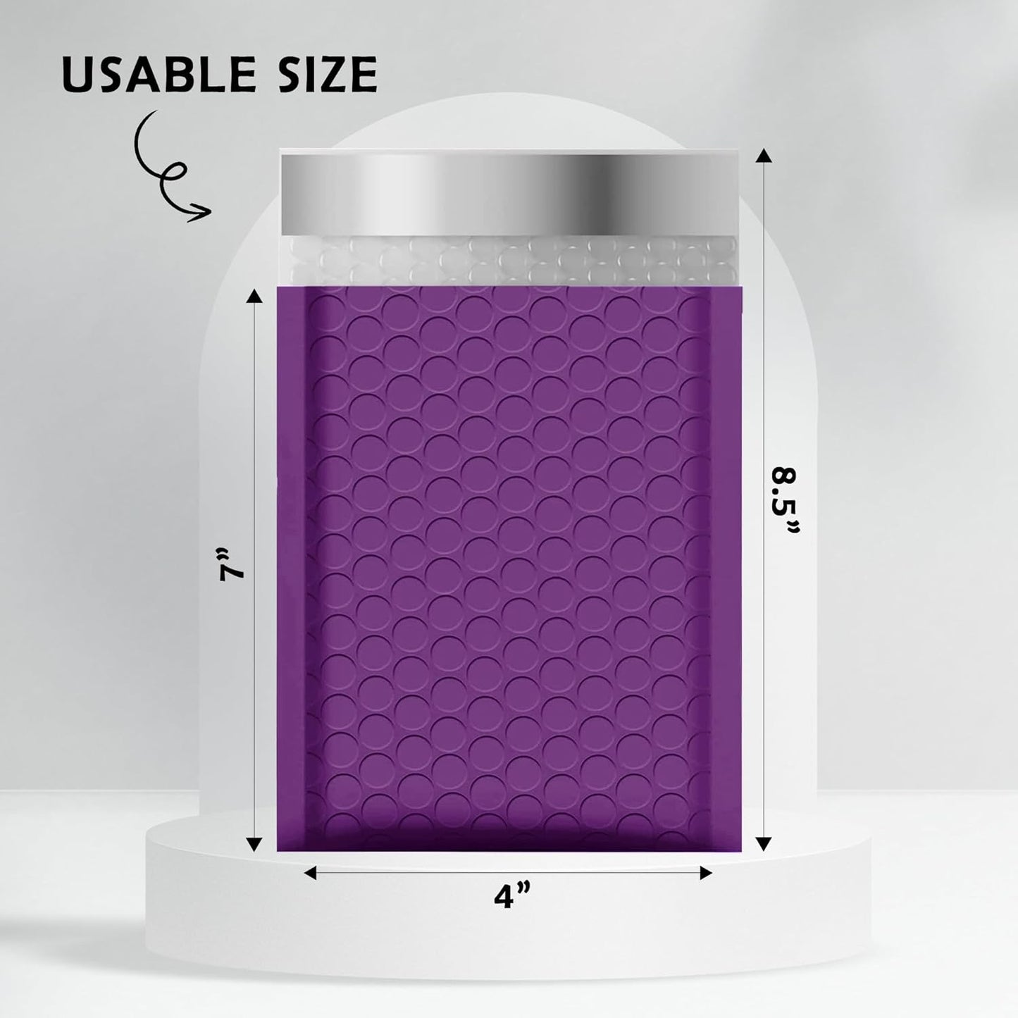 Yens Poly Bubble Mailers - 4x8 Inch Purple Waterproof Self-Seal Shipping Bags | 50 Pack Padded Envelopes
