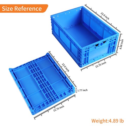 QTJH Collapsible Storage Bin Containe 52 Liter Transfer Open Bins plastic storage box,milk crates heavy duty Transit storage (2)