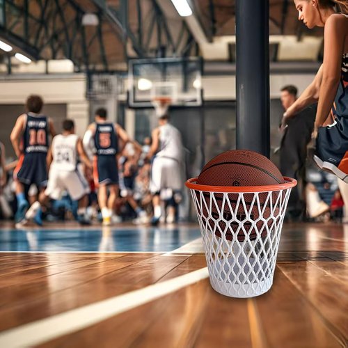8 Pcs Basketball Trash Can 4.5 Gallon Basketball Garbage Can Plastic Waste Basket Trash Bin Gift for Home Office Kitchen Living Room Gym