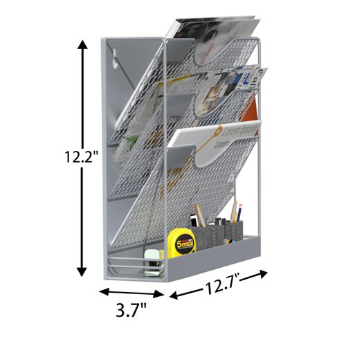 JINGWAYS Magnetic Magazine Holder,File Organizer, Magnetic File Holders,4 Tier Magnetic Paper Holders for File Cabinet,Whiteboard,Refrigerator,Home Office,No Drilling Magnetic Mail Holder