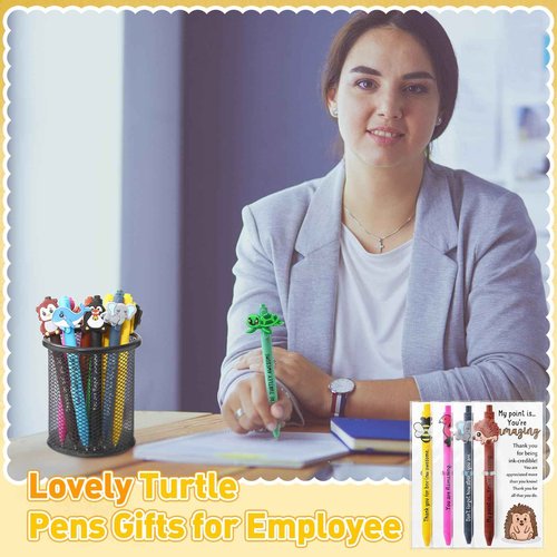 Sayglossy 60 Sets Inspirational Ballpoint Pens Gifts Bulk Funny Animal Customer Service Pens with Positive Bookmarks Employee Appreciation Gifts for Staff Coworkers Team Office Supplies (10 Animals)