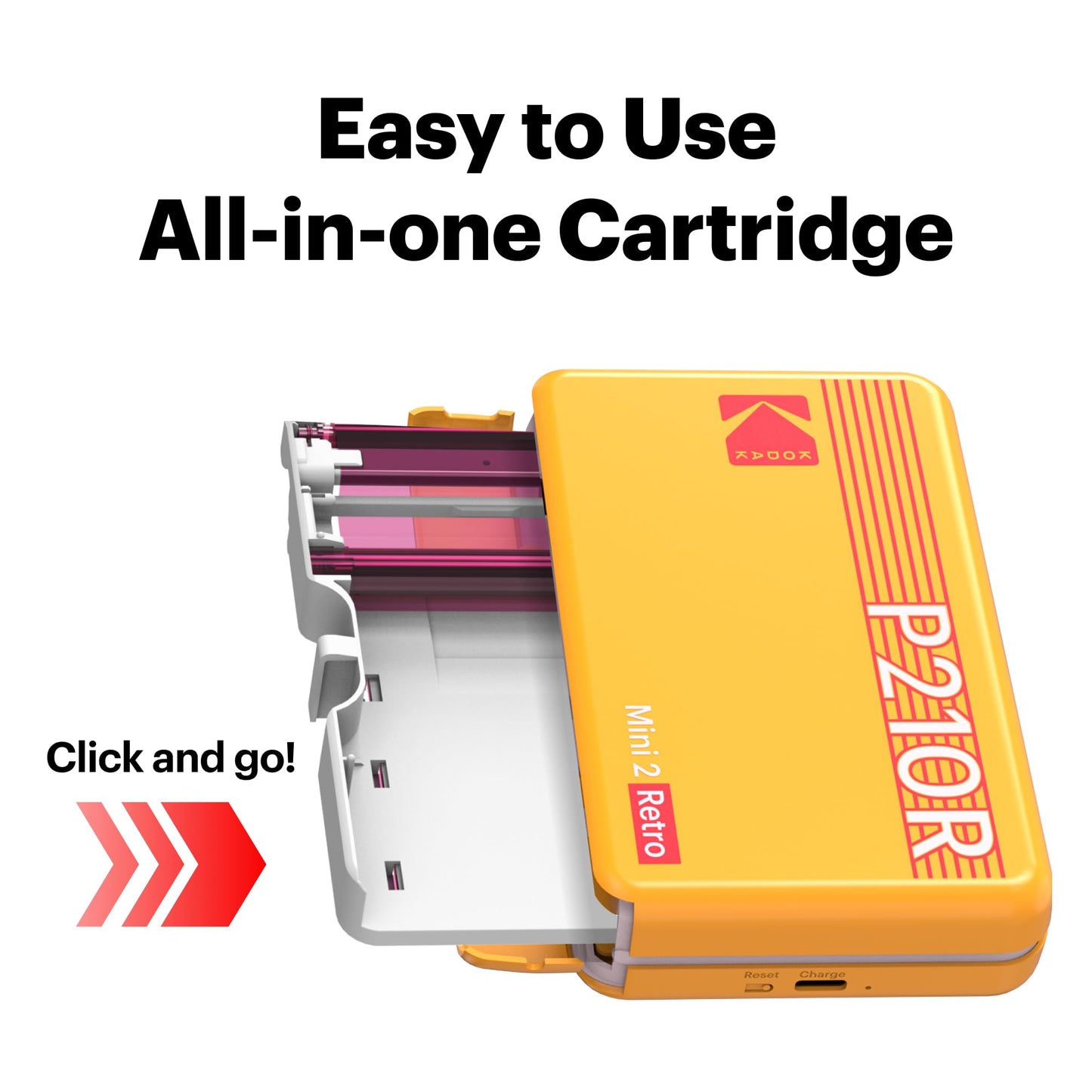 KODAK Mini 2 Retro 2x3 Portable Photo Printer, 38 Sheets, Bluetooth Smartphone Printer for iPhone & Android, Instant Color Prints, 4PASS Dye Sublimation, White