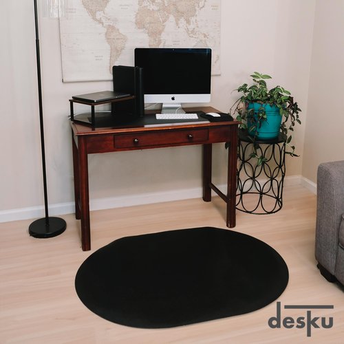 DESKU Super Oval Desk Chair Mat – Heavy-Duty PVC Mats for Hard Floor Protection, Black, 36" x 48" Inches, Made in The USA