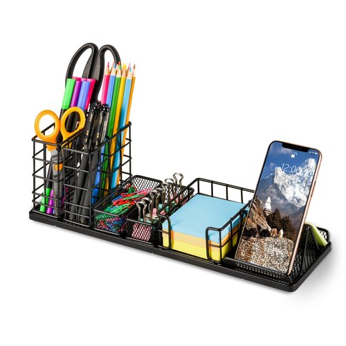 Pen Holder for Desk, Rotating Pencil Holder, Cup Holder for Desk Office, Pen Organizer in Black (Jet Black)