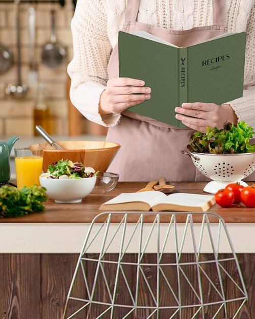 hi!SCI Recipe Book to Write in Your Own Recipes, Blank Recipe Notebook with 192 Pages, 7" x 10" Hardcover Recipe Journal for Family Cooking Lover, Diy Cookbook to Organize Your Recipes(Sage Green)