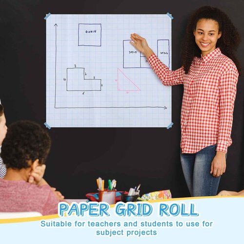 Jetec 2 Roll 1" Large Grid Graph Paper Roll 19.7 Inch x 197ft Drafting Paper for Back to School Classroom Teaching Supplies Kids Students Gifts
