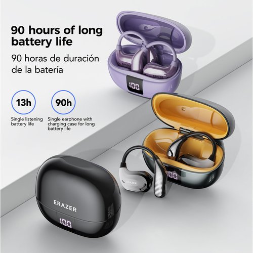 ERAZER XT66PRO AI Translation Earbuds Real Time Translator Earbuds OWS Wireless Bluetooth Earphones 135 Language Open Ear translating Headphones for Travel Business Learning