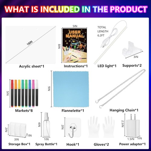 Skiennix 16" LED Drawing Board - 4 Modes Colorful Light-Up Art & Writing Board for Kids & Adults | Perfect Easter Gift