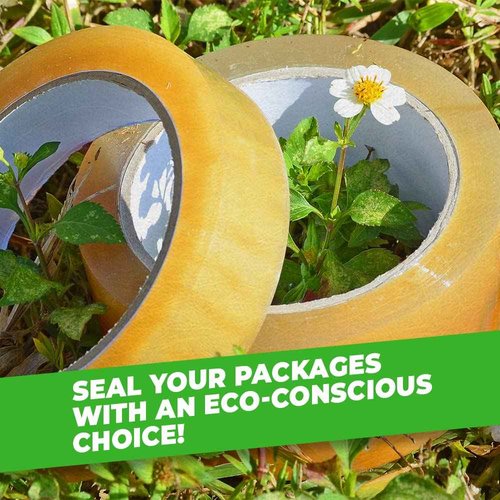 WOD BCST Biodegradable Packaging Tape, Clear, 1 inch x 72 yds (Pack of 10) Cellophane Stationery Eco Friendly Tape for Carton Sealing, Moving, Shipping, & Office