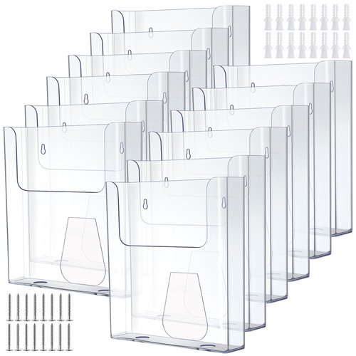 Ripeng 4 Pcs Brochure Holder 8.5 x 11 Inch Wall Mount Flyer Holder Acrylic Literature Clear Magazine Wall Display Hanging Envelope Display for Pamphlet File Home Office Supplies