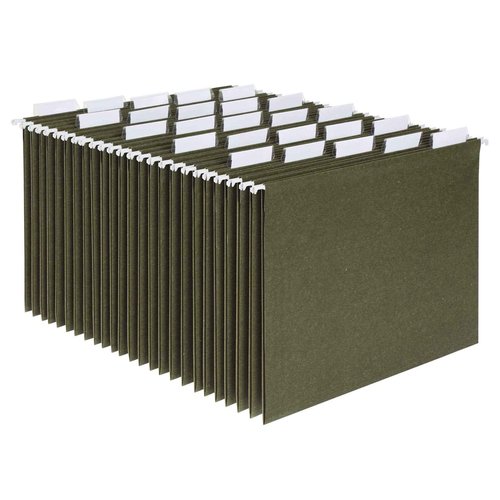 Pendaflex Pressboard Fastener Folders, 2 Fasteners, Letter Size, Light Green, 1" Expansion & Hanging File Folders, Letter Size, Standard Green, 1/5-Cut Adjustable Tabs, 25 Per Box
