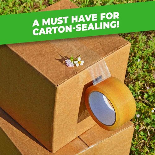 WOD BCST Biodegradable Packaging Tape, Clear, 1 inch x 72 yds (Pack of 10) Cellophane Stationery Eco Friendly Tape for Carton Sealing, Moving, Shipping, & Office