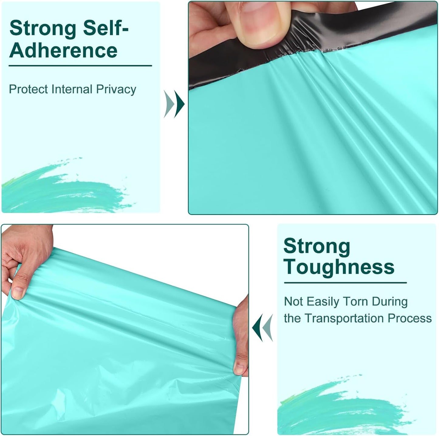 Skiennix Poly Mailers - Large 14.5x19 Shipping Bags | 100 Pack, Waterproof & Tear-Proof, Self-Seal (Teal)