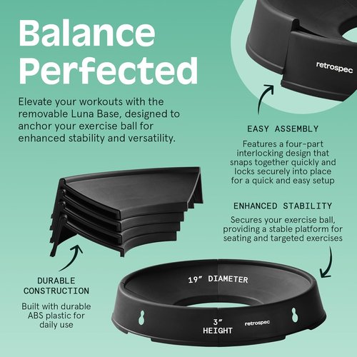 Retrospec Luna Exercise Ball - Anti-Burst Fitness Equipment for Yoga & Core Training | Home Gym & Office Use
