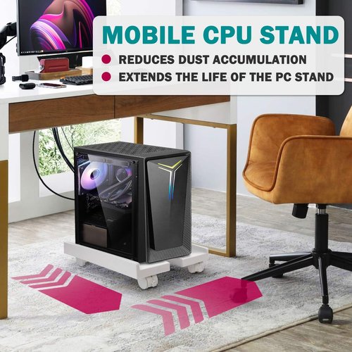 Seloom PC Stand Computer Tower Stand, Adjustable Mobile CPU Stand, Heavy-Duty Desktop Stand with Rolling Caster Wheels, PC Riser Fits Most PC Gaming Desk Office