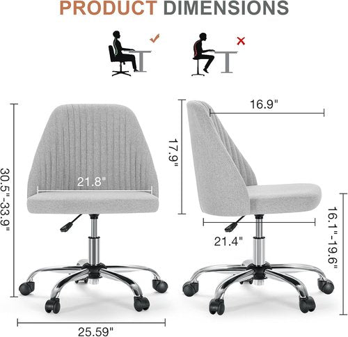 DUMOS Comfy Office Chair - Height Adjustable Swivel Desk Chair with Wheels | Classic Grey for Home & Office