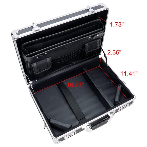 Vaultz Locking Briefcase - 18 x 14.25 x 5 Inch Combination Lock Hard Laptop Case w/Strap - Briefcases for Men and Women - Black