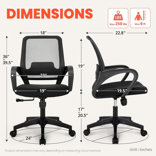 NEO Chair Ergonomic Mesh Office Desk Chair - Adjustable Height with Lumbar Support | Black