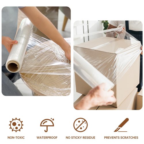 Stretch Wrap Roll 20" x 1,500ft, 80 Gauge – Clear Plastic Wrap for Moving, Packing, Pallet & Furniture – Heavy Duty Shrink Wrap Alternative, Industrial Strength Stretch Film (4 Rolls/Case)