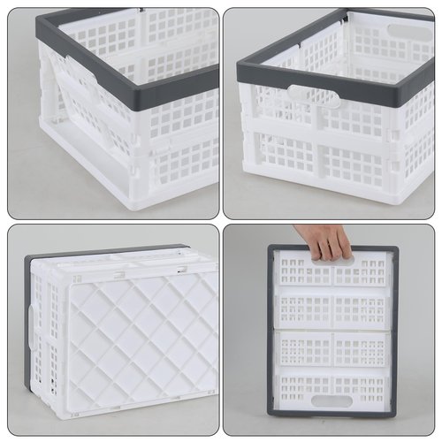 Nihenok 15 L 4-Pack Plastic Folding Storage Crate, Stackable Collapsible Milk Crates