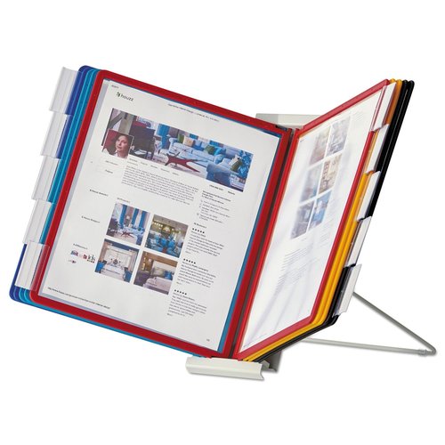 Durable 561200 InstaView Expandable Desktop Reference System with Assorted Borders, 10 Panels