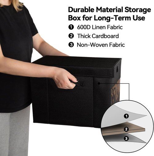 Comic Book Storage Box - 2 Pack Collapsible Organizer with Lid & Clear Window | Heavy Duty Black