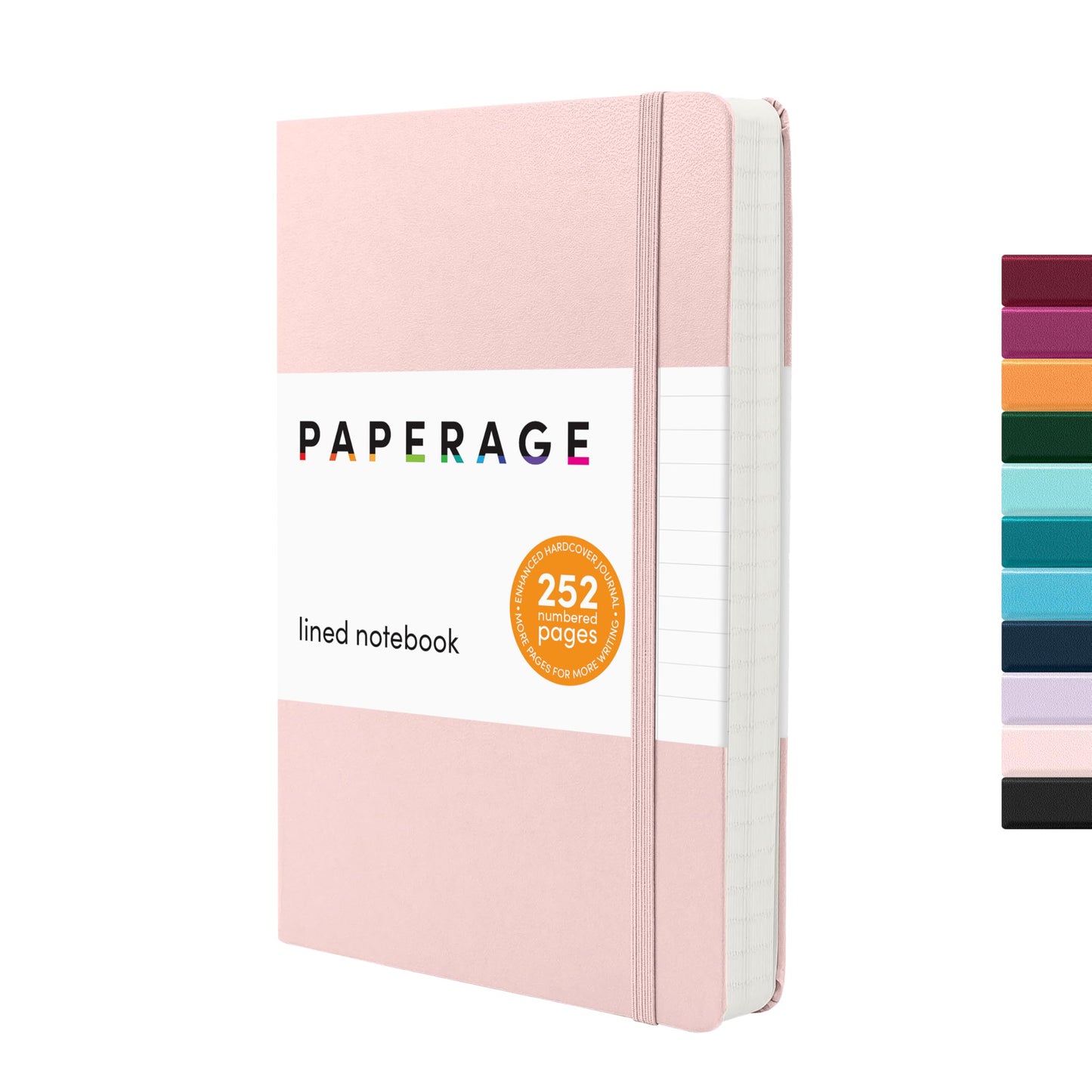 PAPERAGE Lined Journal Notebook, Hardcover Journal for Women & Men, 252 Pages, (5.6 in x 8 in), College Ruled Journaling Notebook for Work, School Supplies & Note Taking, (Blush)