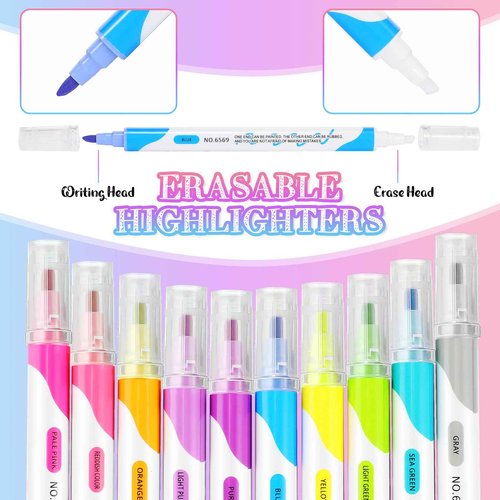 Zhehao 100 Pcs Erasable Highlighters, Smooth Writing Double Head Highlighter for School Office Back to School Supplies Occ Shoebox Gifts