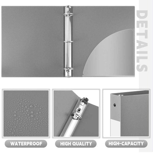 Skyygemm 36 Pcs 1 Inch 3 Ring Flexible Plastic Binders Bulk Fits Letter Size 8.5'' x 11'' Paper Holds up to 225 Sheets with 1 Pockets Versatile Binder for School Office Home(Gray)