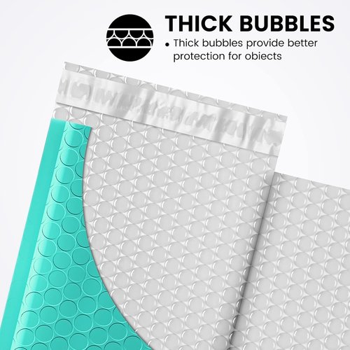 Fuxury Teal Bubble Mailers - Waterproof Self-Seal Padded Envelopes | 4x8" | 4000 Pack for Small Business