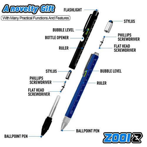 ZOOI Gifts for Men, 9-1 Multitool Pen, Gift for Men who Have Everything, Mens Dad Gifts for Dad Him,Grandpa, Husband, Cool Gadgets Tools, Mens Stocking Stuffers