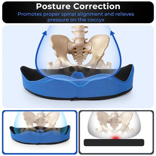 SERENESITZ Serene Sitz Orthopedic Seat Cushion, Serensitz Orthopedic Seat Cushion, Ergonomic Memory Foam Seat Cushion for Office Chair Cushion, Car Seat, Airplane, Sciatica & Back Pain Relief (Black)