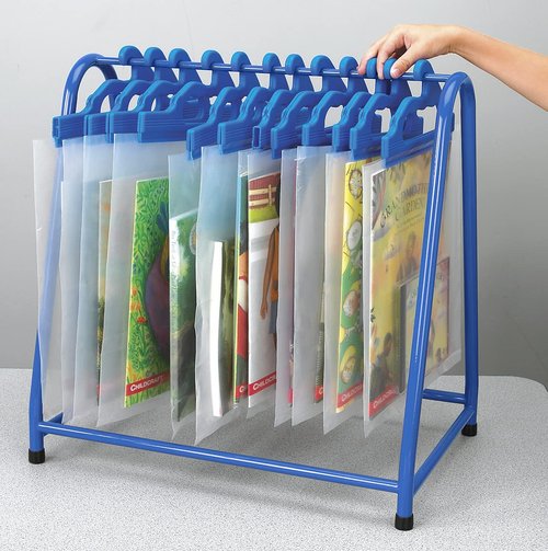 School Specialty Metal Read-Along Book Rack, 18 x 12 x 18 Inches, Blue, Bags Not Included