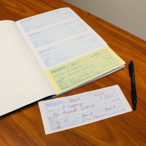 Lot45 Money Rent Receipt Book for Small Business 5 Piece Set, 7.6x11in - Cash Receipt Books 3 Part Carbonless Bound Pads