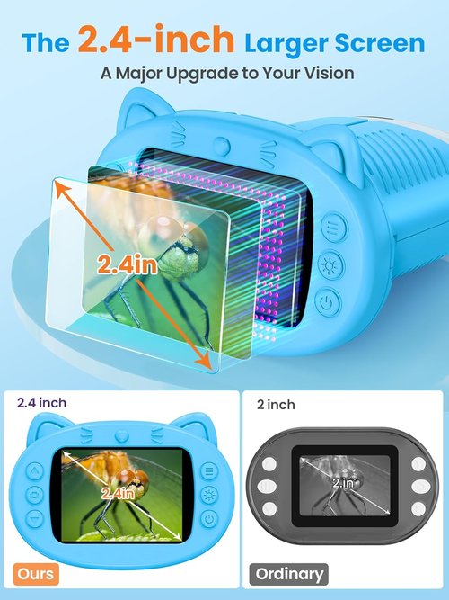 Kids Microscope by [Brand Name] - 2.4 Inch Digital Magnifier with 1000X Magnification | Educational Gift for Ages 3+, Blue