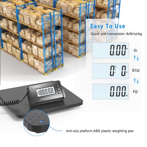 Shipping Scales 440lbs x 1oz Highly Accurate Postal Scales Ultrathin ABS Large Platform,Superlight Postal Scales for Shipping Packages,Small Business,Post Offices,Luggage Scale Battery and Adapter