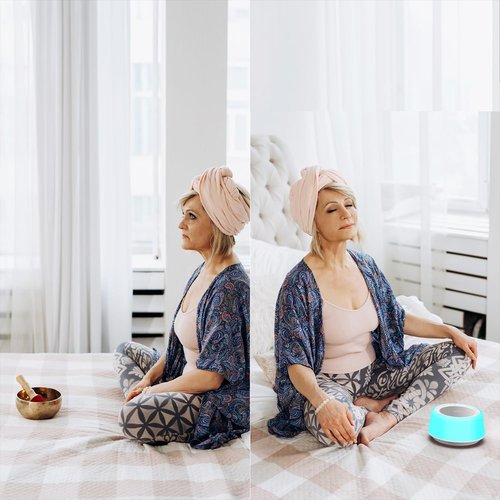 Kipcush Tibetan Singing Bowls Sound Machine - 11 Different Sized Sound Bowls with Night Light for Yoga, Meditation, Mindfulness, Healing, Chakra Healing and Stress Relief, Timer, Plug in