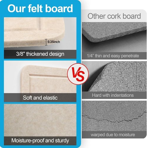Large Felt Bulletin Board - 24"x18" Frameless Soft Cork Board for Home & Office Decor