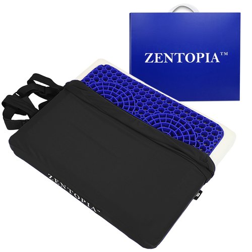 ZENTOPIA Gel and Memory Foam Seat Cushion – Office – Ergonomic Cushion Pad for Tailbone Pain - Desk Chair Car Seat Cushion Driving - Sciatica & Back Pain Relief (Black)