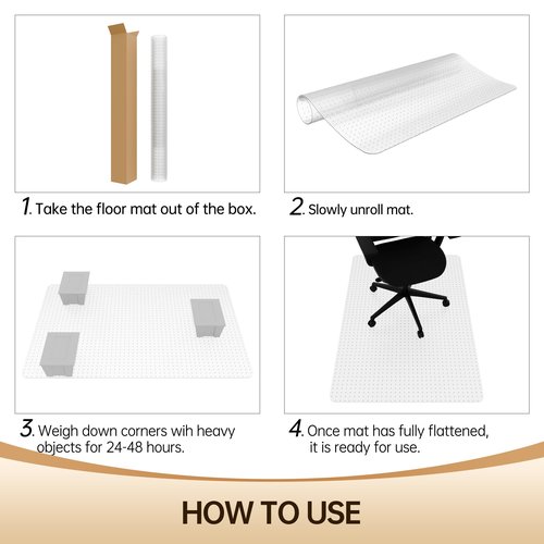 Amyracel Large Office Chair Mat for Low Pile Carpet - 36" x 60" Clear Computer Desk Mat for Home & Offices, Easy Glide Plastic Floor Mat for Office Chair On Carpet