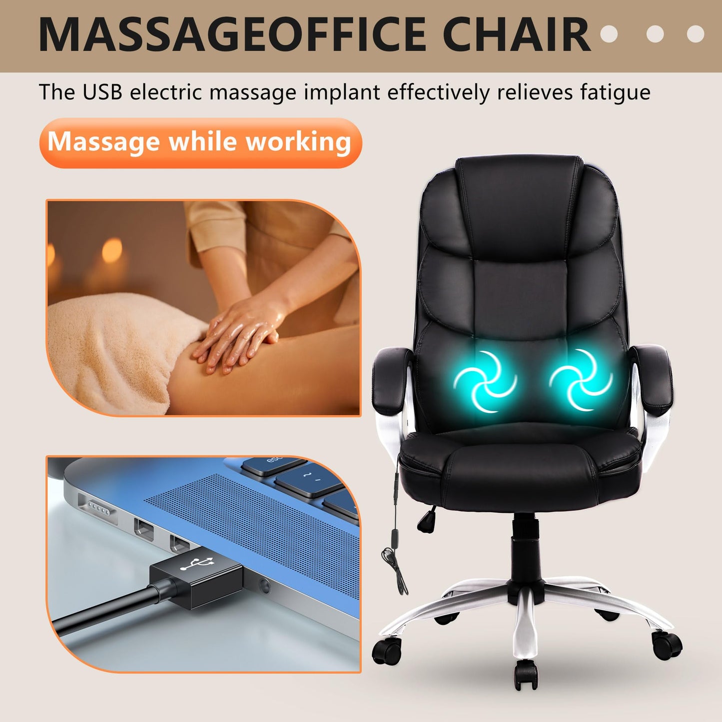 FDW Office Chair Computer High Back Adjustable Ergonomic Desk Chair Executive PU Leather Swivel Task Chair with Armrests Lumbar Support (Dark Black)