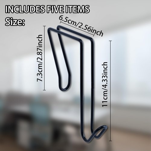 LIGHUFEIC 5 Pack Wire Cubicle Hook,Cubicle Accessories Wall Hangers for Clothing Mirrors, Pictures, Hats, and Bags in Office Cubicles Panels Cubicle Hooks(Black)
