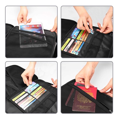 Bisofice Fireproof Document Bag with Lock Zipper Closure Fire & Water Resistant Money Bag Storage Pouch Organizer Case Home Office Travel Safe Bag for Documents Files Money Cards Passport Valuables