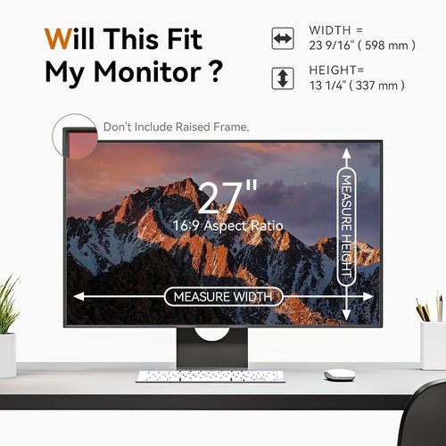 Skiennix 27-Inch Computer Privacy Screen - Eye Protection Anti-Glare Filter for 16:9 Monitors