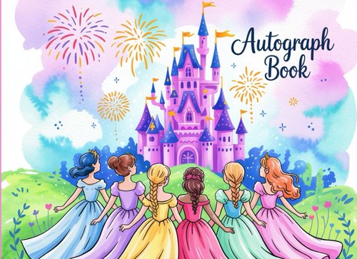 Castle Autograph Book for Girls - Princess Signature Memory Scrapbook with 100 Pages for Photos & Doodles