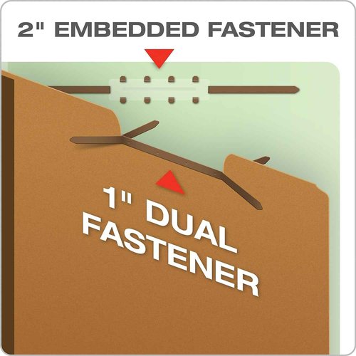 Pendaflex Pressboard End-Tab Classification Folders, Legal Size, 1 Divider, 2.5" Expansion, Light Green, Straight Cut, 10/BX (23314)