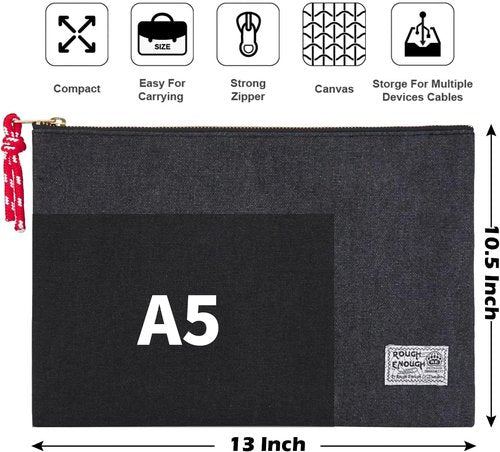 Rough Enough Document Organizer | Zippered File Folder Bag for Office, Travel & Art Supplies - Letter Size